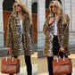 ❄️Zimné Specials❄️Women je módne Leopard tlač teplé Faux kožušiny strednej dĺžky kabát
