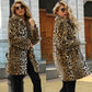 ❄️Zimné Specials❄️Women je módne Leopard tlač teplé Faux kožušiny strednej dĺžky kabát