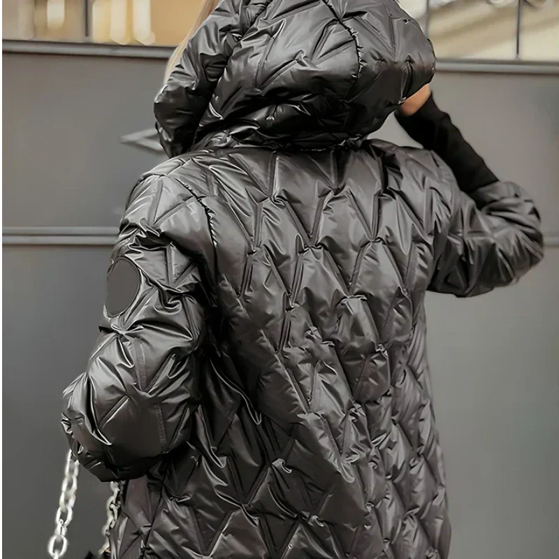 ❄️Jachetă de bumbac patchwork cu glugă pentru femei-1