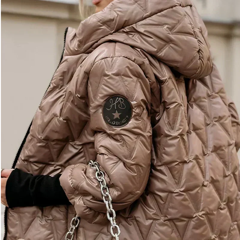 ❄️Jachetă de bumbac patchwork cu glugă pentru femei-2