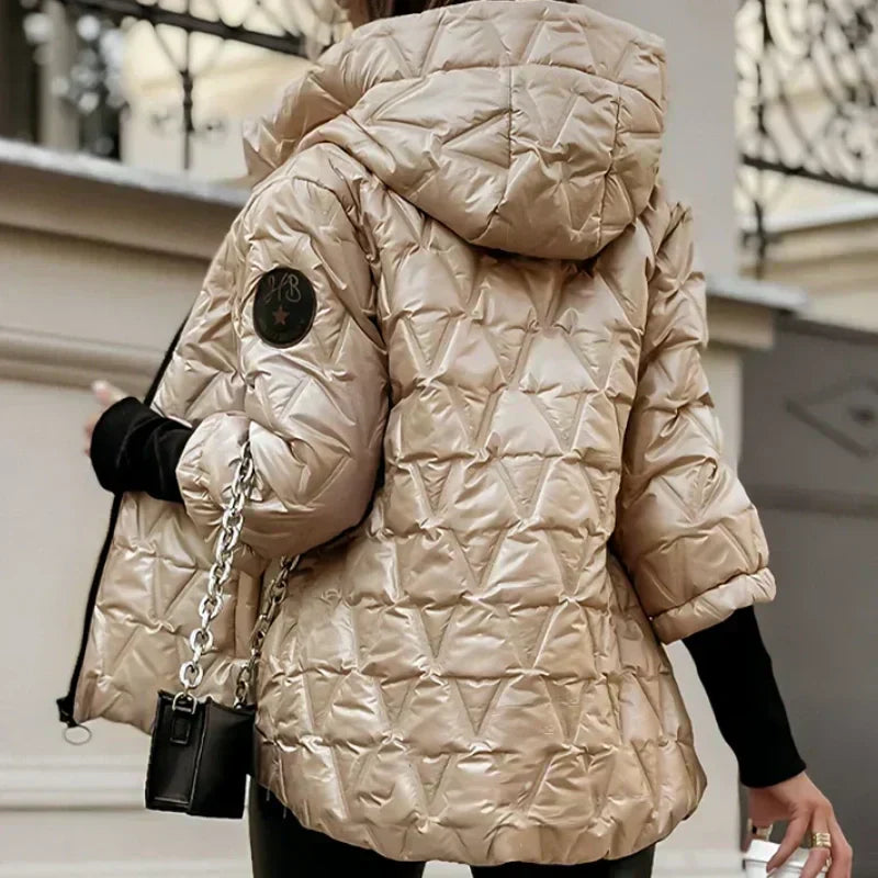 ❄️Jachetă de bumbac patchwork cu glugă pentru femei-9