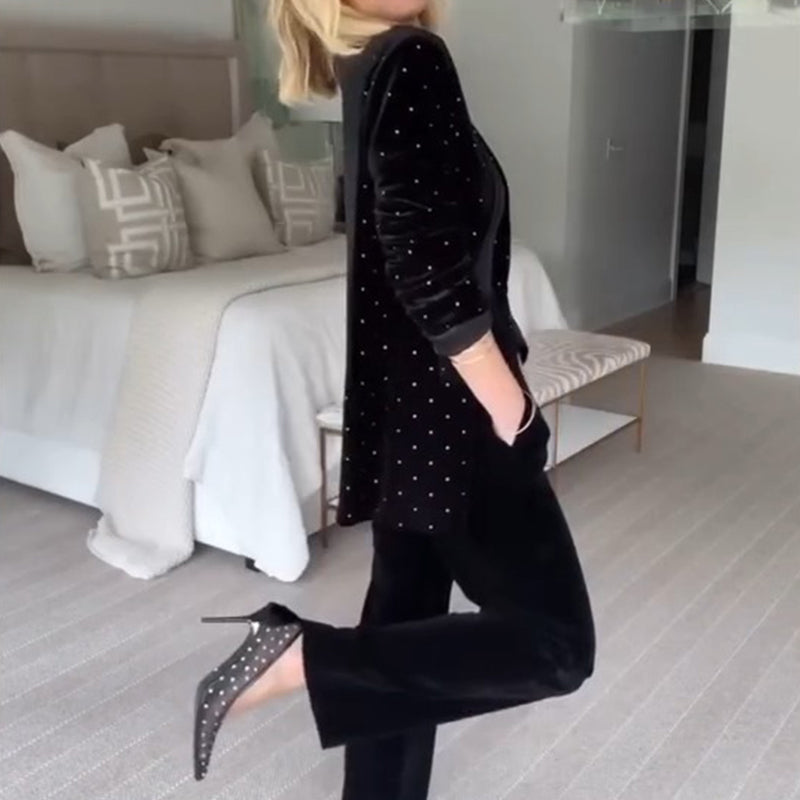 ✨Blazer din catifea cu diamante-4