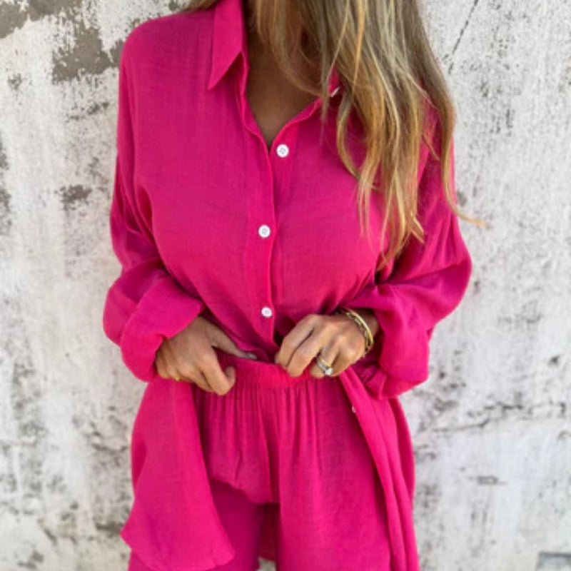 Cămașă cu mânecă lungă + pantaloni scurți (set din două piese)-6