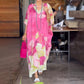 Rochie lungă lejeră cu mâneci pe jumătate cu imprimeu floral-4