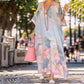 Rochie lungă lejeră cu mâneci pe jumătate cu imprimeu floral-7