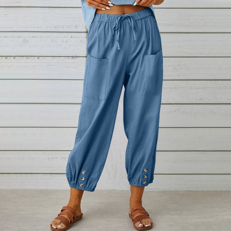 ✨Pantaloni din bumbac pentru femei, cu croi drept și croială lejeră-28