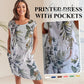 ✨ 👗 Ofertă de Vară 🌸 Rochie Casual cu Imprimat și Buzunare