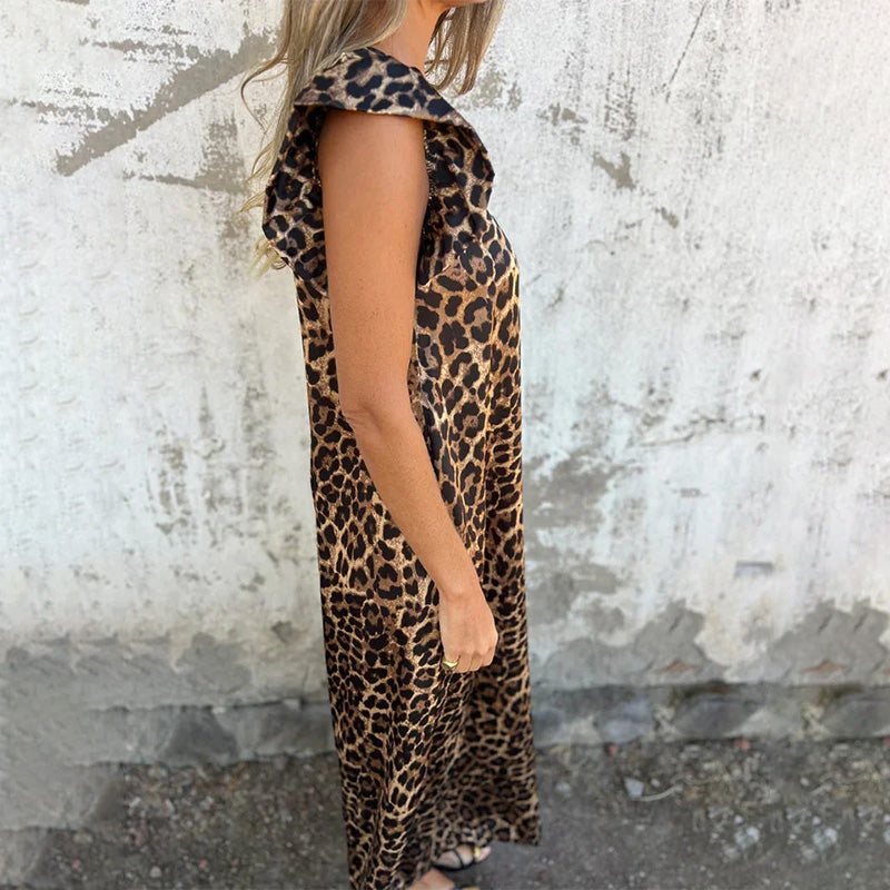 👖Salopetă pentru femei cu decolteu în V în imprimeu leopard și solid-6