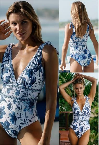 🌸Cel mai bine vândut! 🩱Costum de baie cu decolteu în V și fustă💃-1