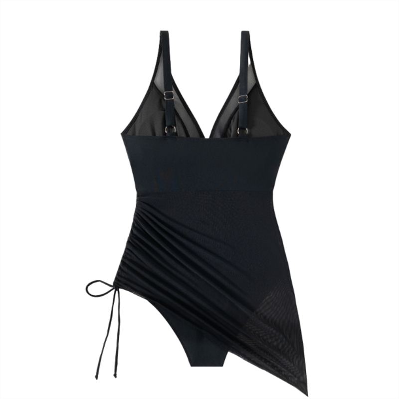 🩱Costum de baie din plasă, cu sarong, pentru slăbit-11