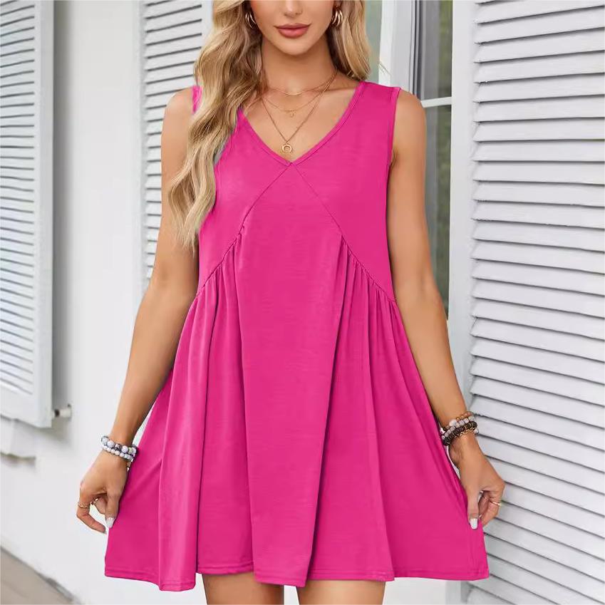 💃 Rochie mini de vară fără mâneci, cu decolteu în V, pentru femei-11