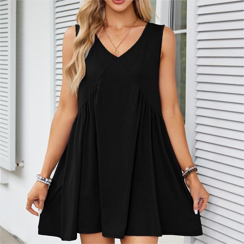 💃 Rochie mini de vară fără mâneci, cu decolteu în V, pentru femei-13
