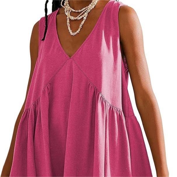 💃 Rochie mini de vară fără mâneci, cu decolteu în V, pentru femei-20