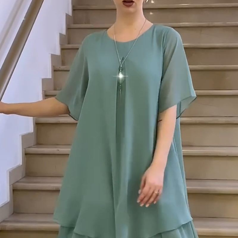 🎀Culoare solidă pentru femei Casual Plus Dimensiune rochie-1