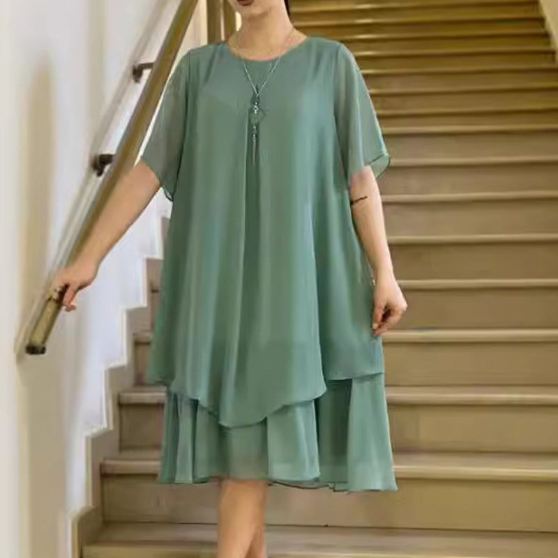 🎀Culoare solidă pentru femei Casual Plus Dimensiune rochie-2