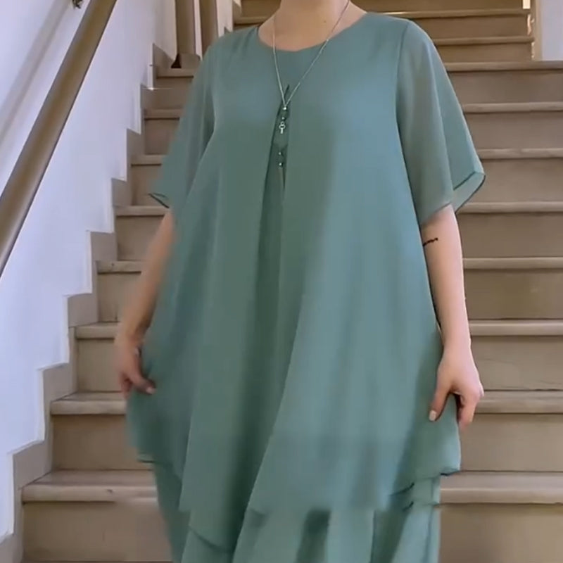 🎀Culoare solidă pentru femei Casual Plus Dimensiune rochie-5
