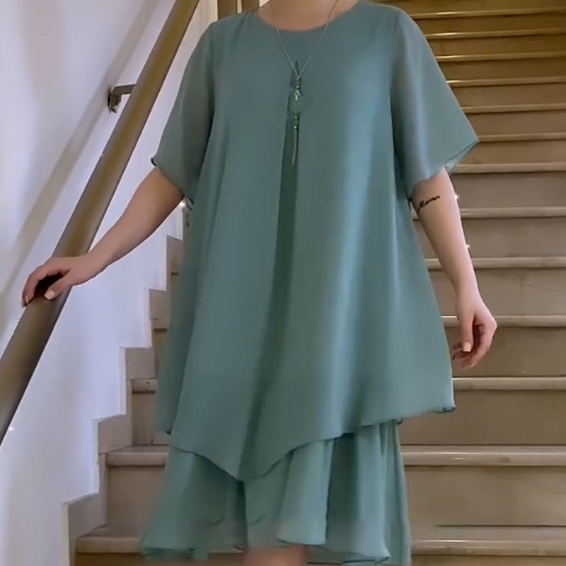 🎀Culoare solidă pentru femei Casual Plus Dimensiune rochie-6