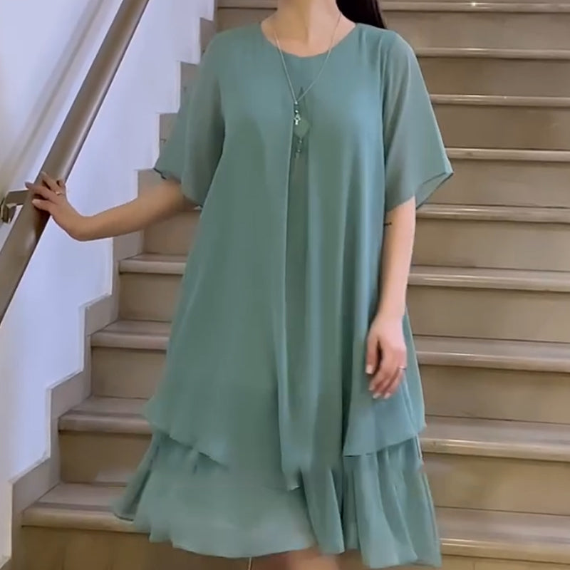 🎀Culoare solidă pentru femei Casual Plus Dimensiune rochie-8
