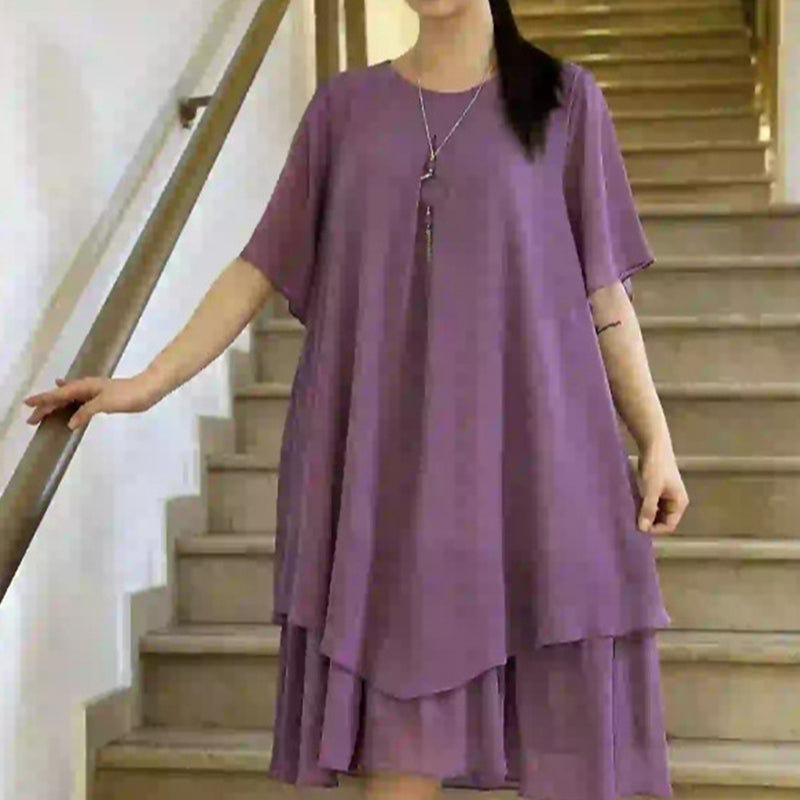 🎀Culoare solidă pentru femei Casual Plus Dimensiune rochie-9