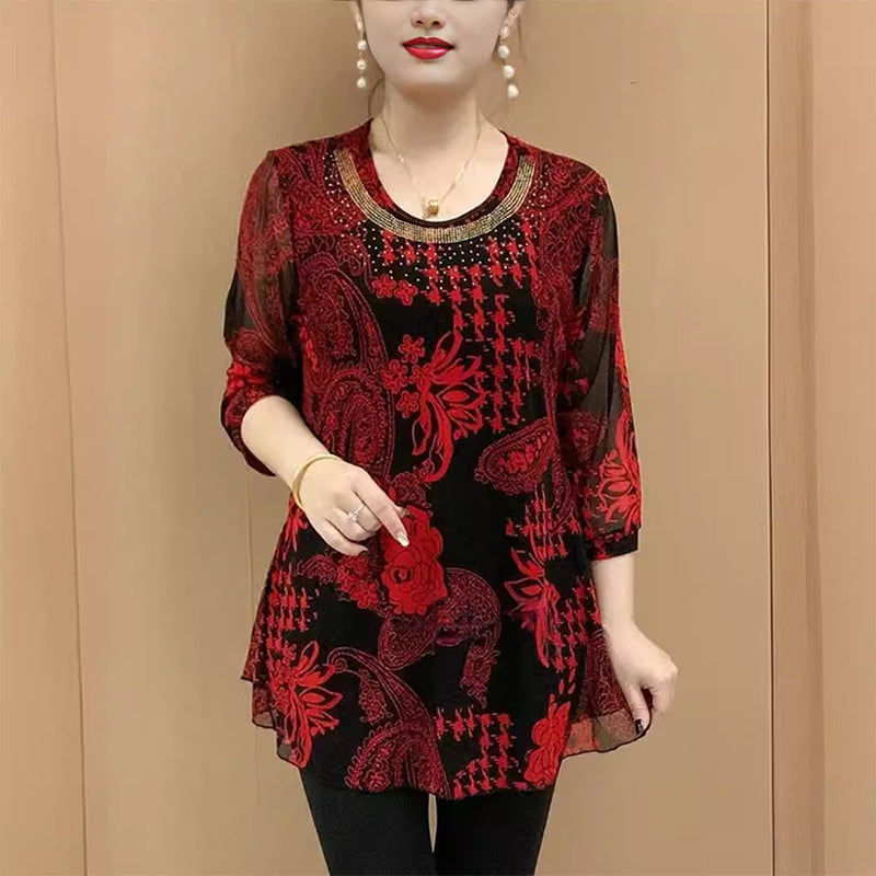 🌸 Top pentru femei lejer, confortabil, cu decolteu rotund-3
