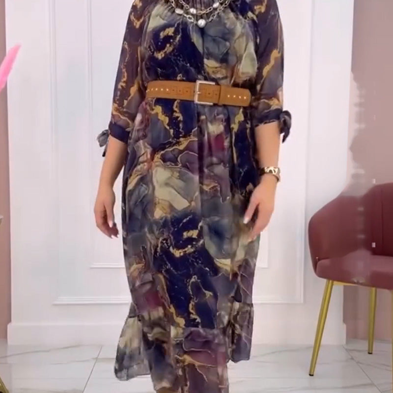 Rochie cu mâneci batwing în flori-6
