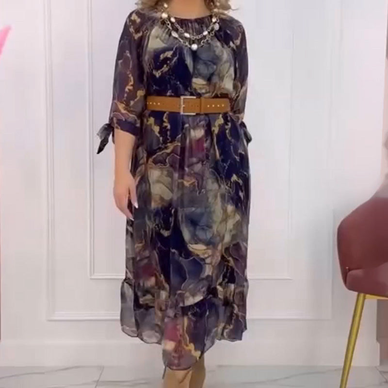 Rochie cu mâneci batwing în flori-5