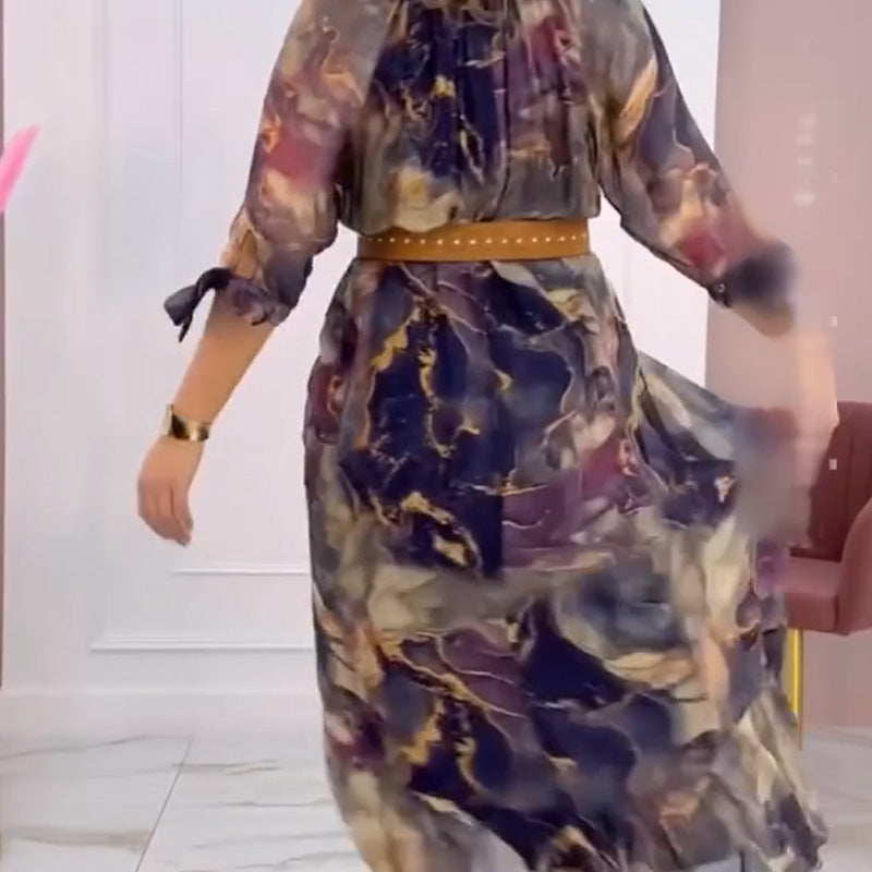 Rochie cu mâneci batwing în flori-9