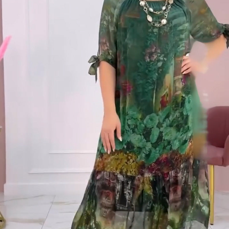 Rochie cu mâneci batwing în flori-10