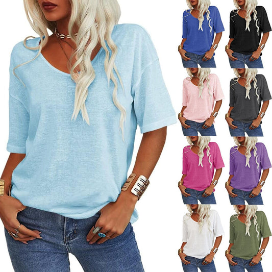 🔥Tricou simplu pentru femei cu decolteu în V