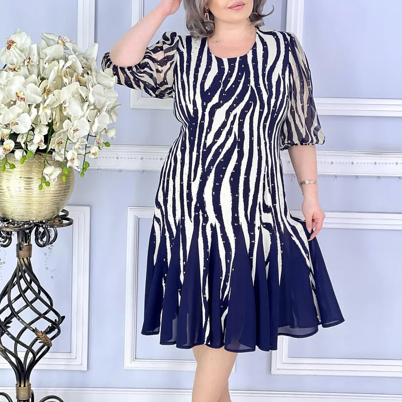 Rochie vaporoasă cu imprimeu zebră pentru femei-8