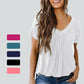 💖 V-Neck Casual plisat cu mânecă scurtă Top-1