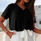 💖 V-Neck Casual plisat cu mânecă scurtă Top-8