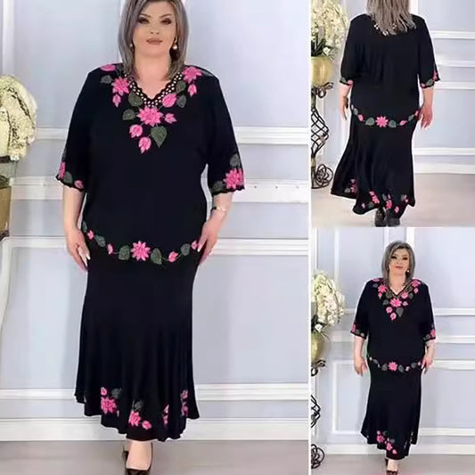 🌷Dámske elegantné šaty s véčkovým výstrihom a kvetmi