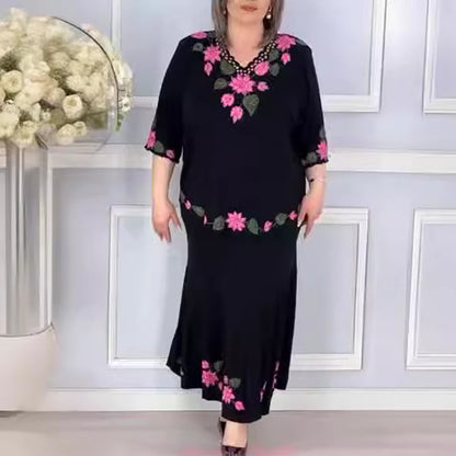🌷Dámske elegantné šaty s véčkovým výstrihom a kvetmi