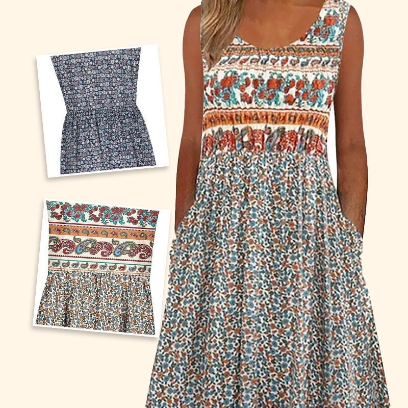 🌸Rochie fără mâneci pentru femei cu imprimeu floral🎁-1
