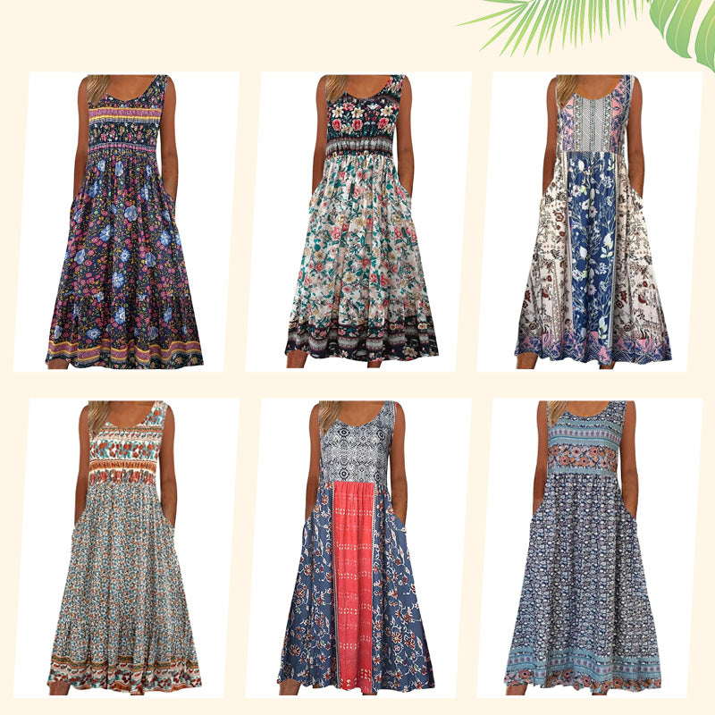 🌸Rochie fără mâneci pentru femei cu imprimeu floral🎁-5