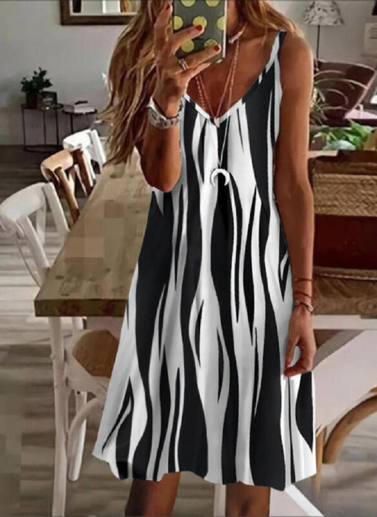 Rochie la modă cu imprimeu și bretele-2