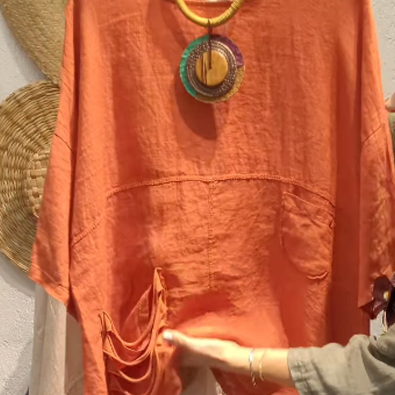🌺Top din in cu buzunare laterale pentru femei cu croială lejeră-7