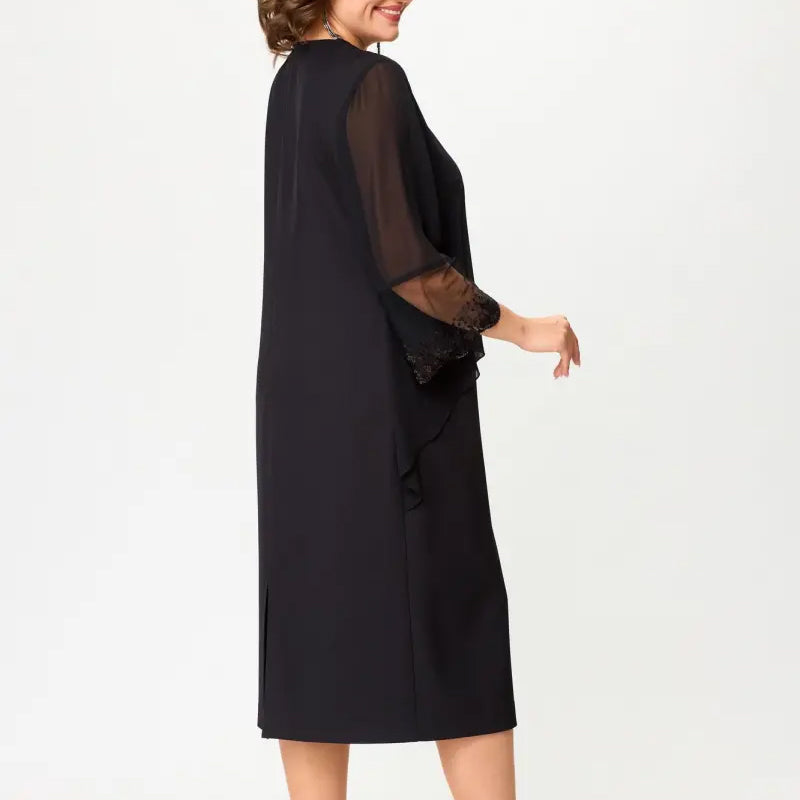 ✨Rochii elegante negre cu mânecă 3/4 pentru femei-3