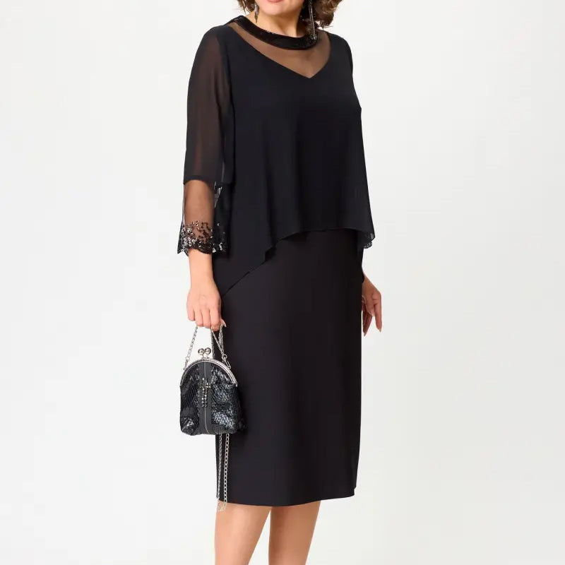 ✨Rochii elegante negre cu mânecă 3/4 pentru femei-2