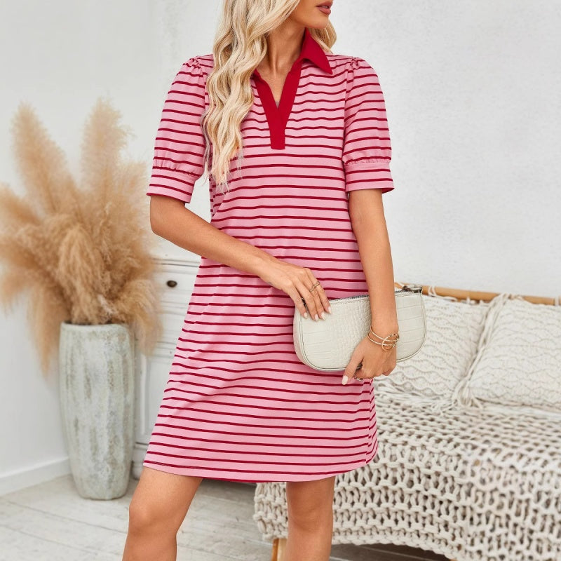 ✨💕Rochie casual cu dungi și decolteu în V pentru femei💥🥰-1