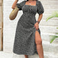 Rochie cu mânecă scurtă cu imprimeu floral-2