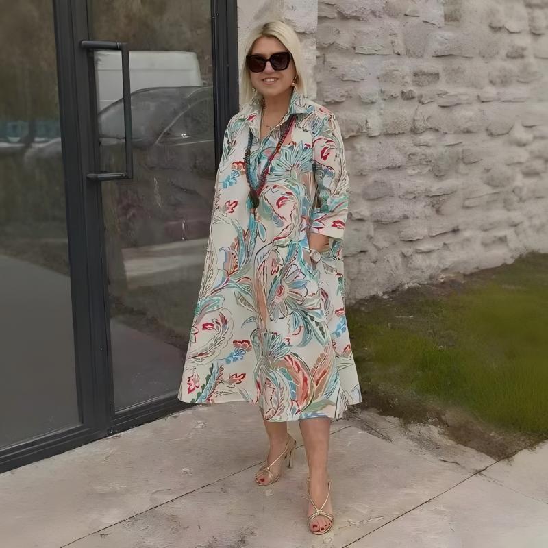 👗 Rochie colorată cu mâneci șapte sferturi-8