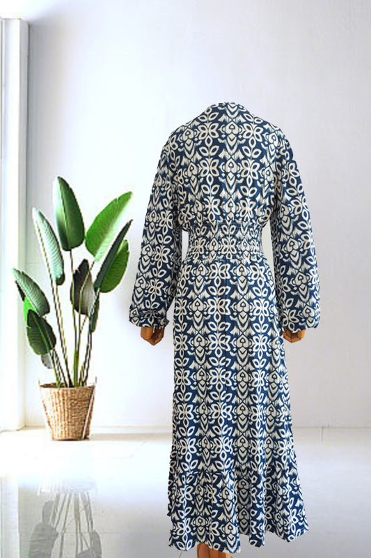 (🔥Vânzare fierbinte - 48% OFF🔥)Rochie lungă cu decolteu în V cu imprimare casual-12