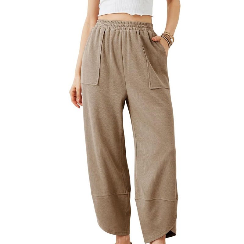Pantaloni casual de gleznă pentru femei, cu croi lejer și talie elastică 👖-10