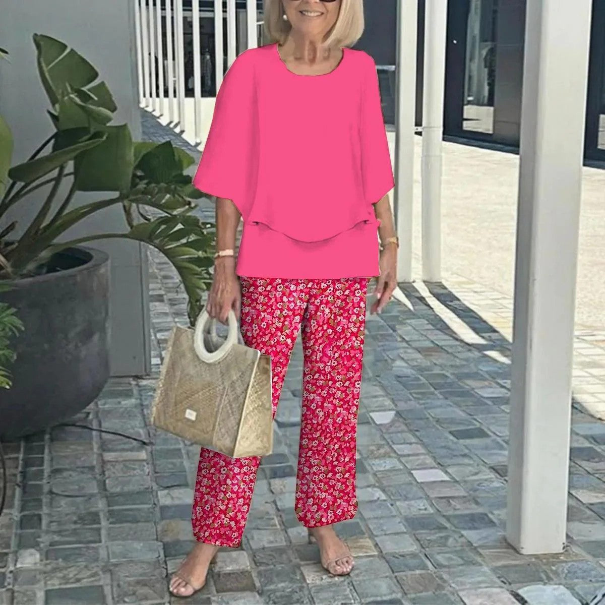 👚 Set Casual Femei: Top cu Gât Rotund & Pantaloni 🌿-12