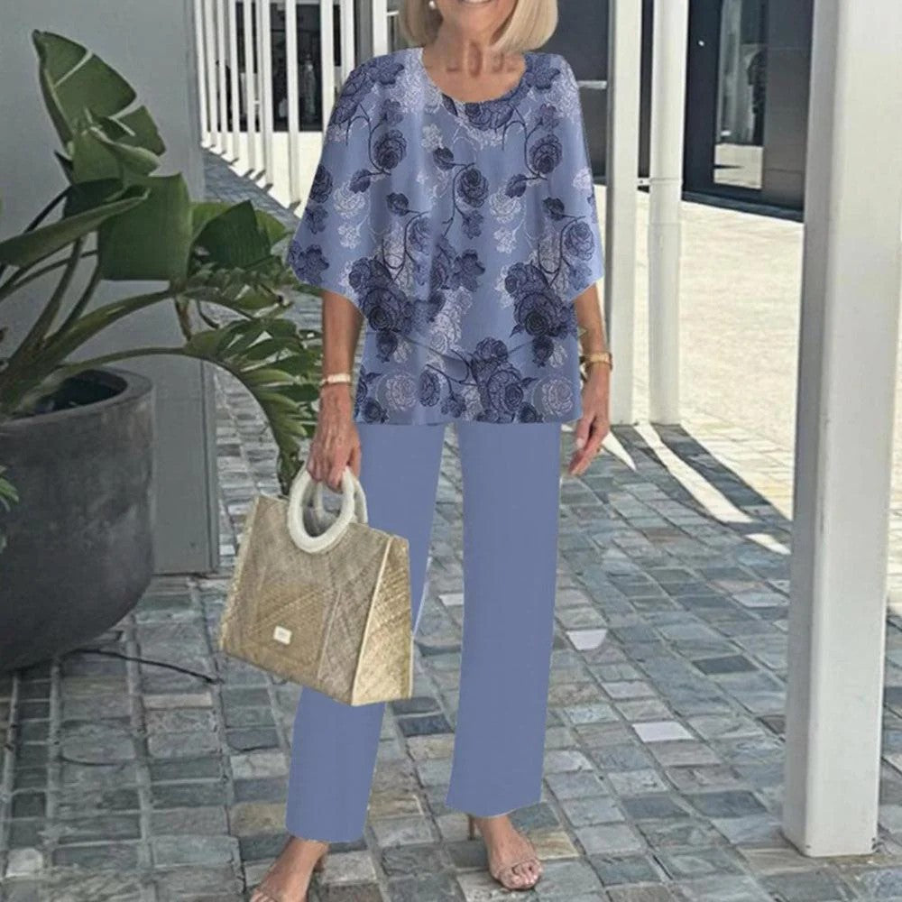 👚 Set Casual Femei: Top cu Gât Rotund & Pantaloni 🌿-11