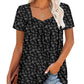 🔥Vânzare fierbinte de vară 49% OFF🌸Femei de vară plisat imprimate mâneci scurte👚-1