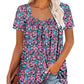 🔥Vânzare fierbinte de vară 49% OFF🌸Femei de vară plisat imprimate mâneci scurte👚-7