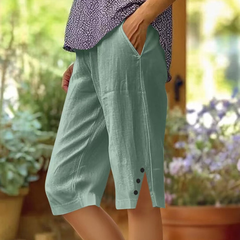 🔥🔥Pantaloni scurți casual din bumbac și in pentru femei-2